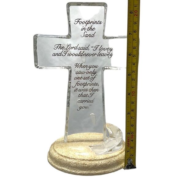 The Bradford Exchange Glass Cross Footprints in the Sand Limited Edition #A7082 - Picture 10 of 10